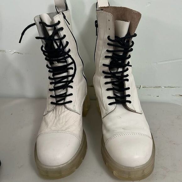 ZARA LEATHER COMBAT SIZE 39 - Picture 1 of 4